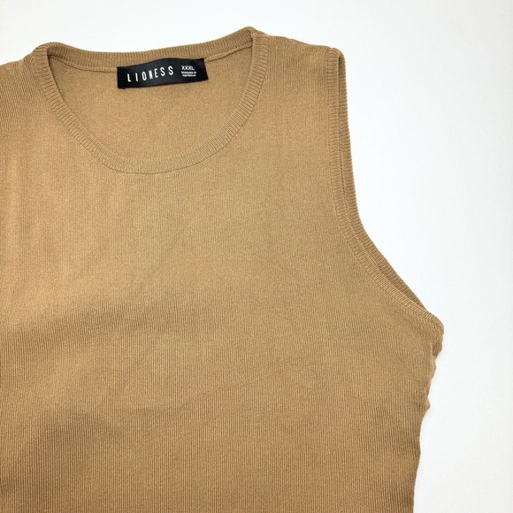 Lioness Military Minds Ruched Mini Bodycon Adjustable Tank Dress Sz XL, Camel - Picture 8 of 12